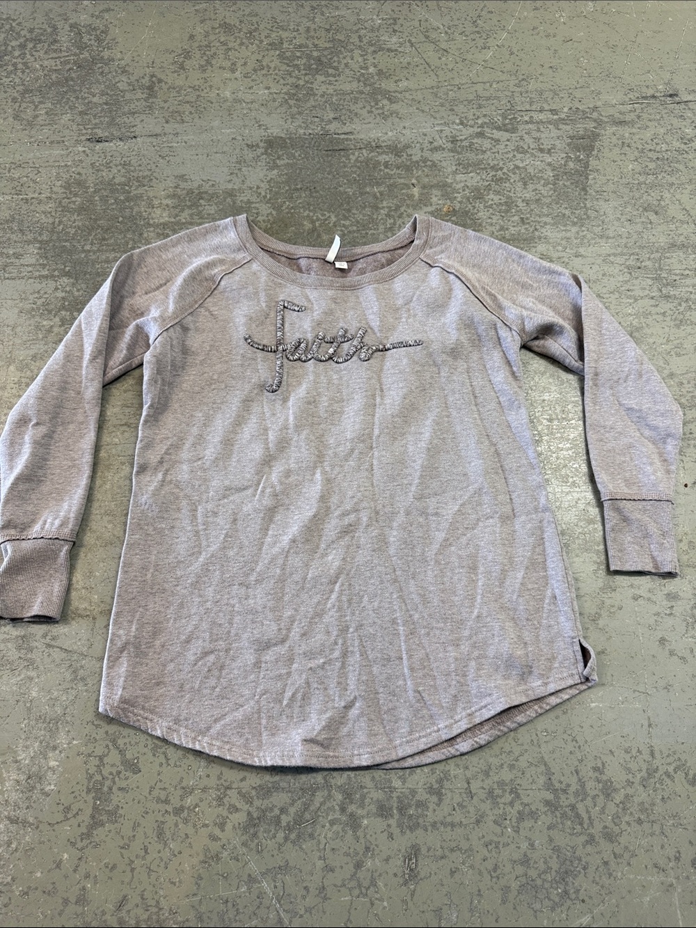 Cato “ Faith “ Taupe Sweatshirt